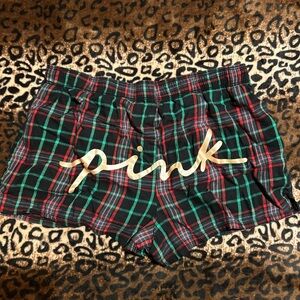 PINK Victoria's Secret Black and Green Plaid Shorts
